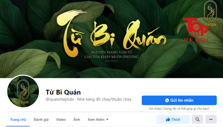 Trang Fanpage nhà hàng Từ Bi Quán